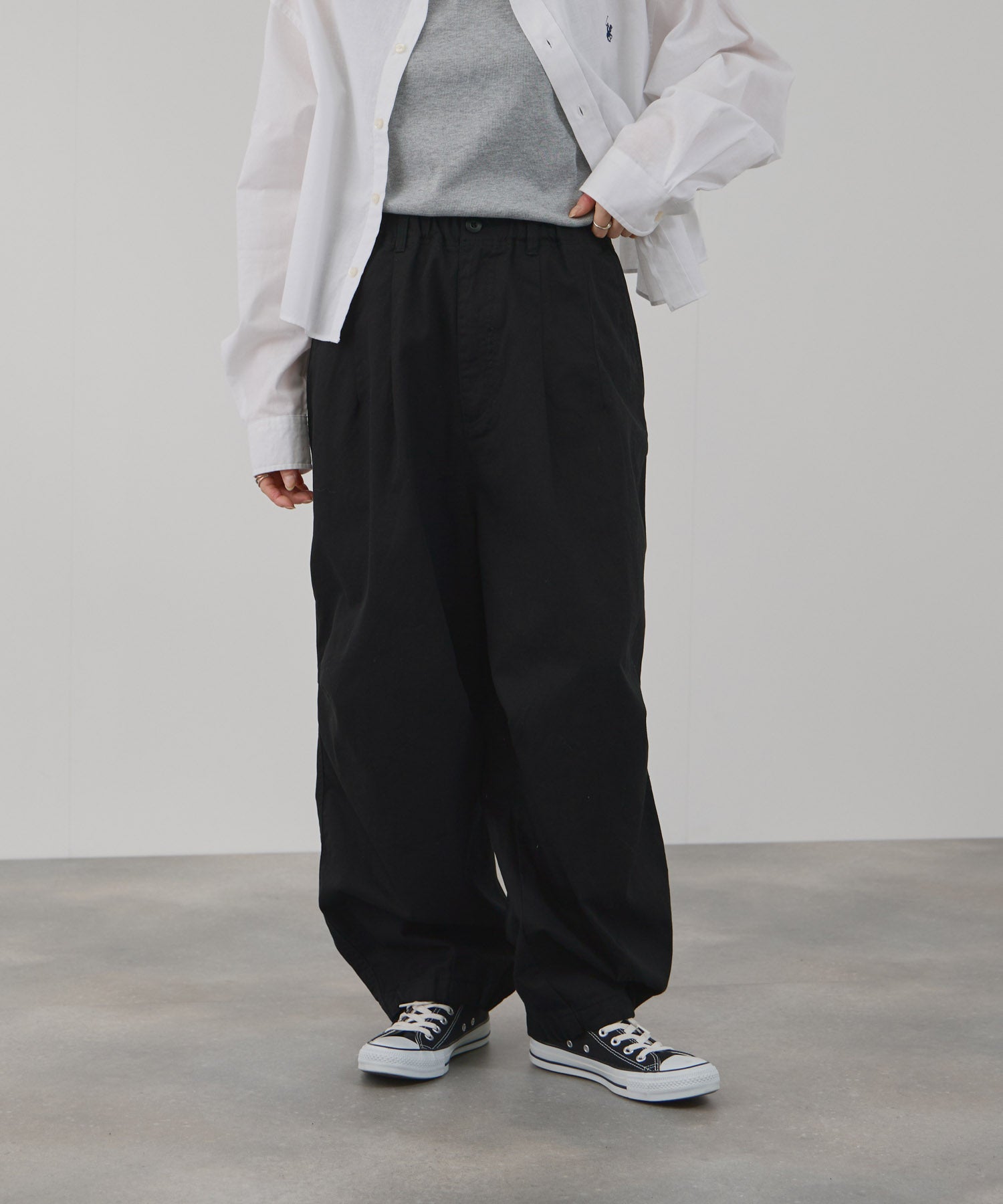 NAVY ワイドタックチノパンツ レディース