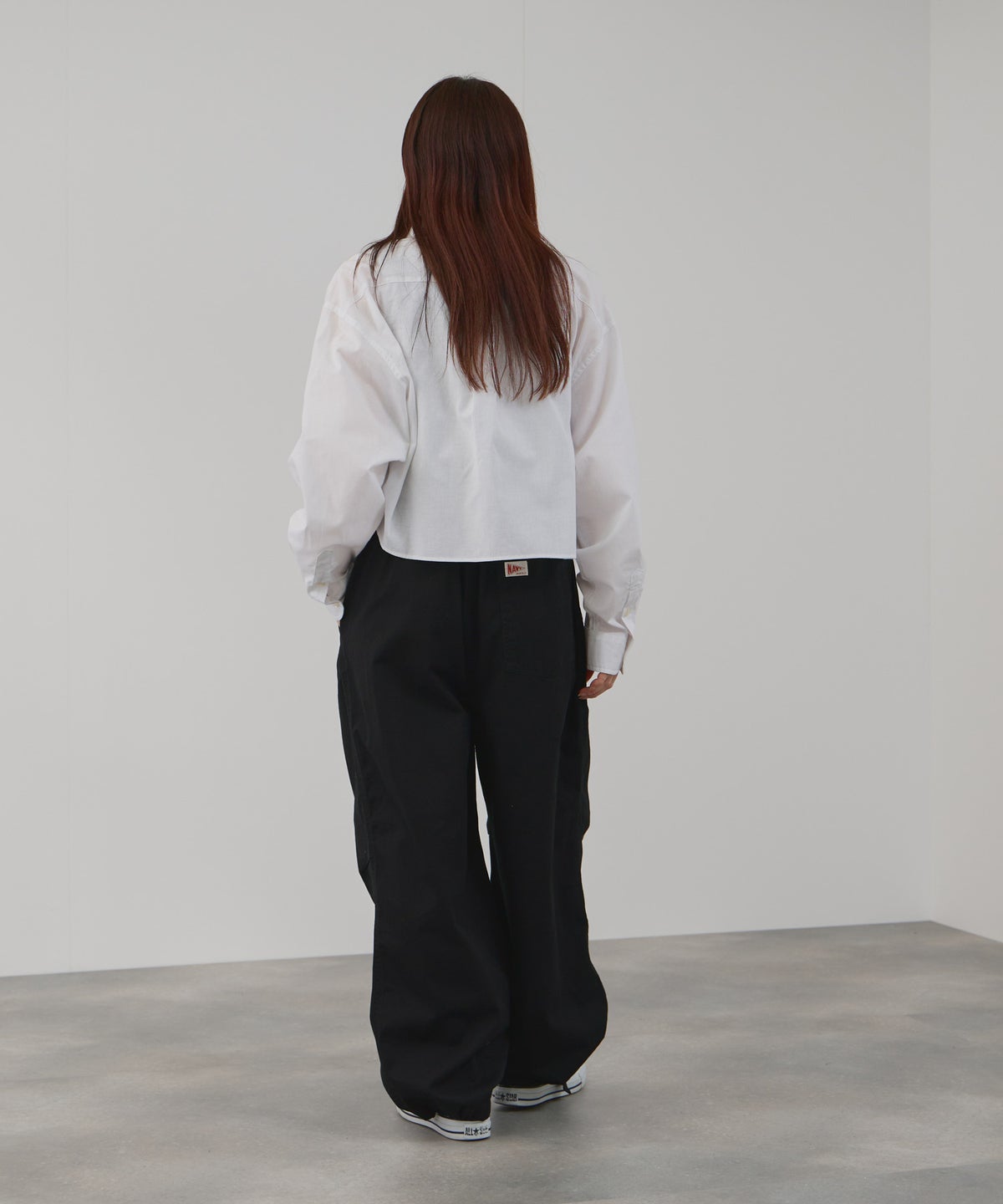 NAVY ワイドタックチノパンツ レディース