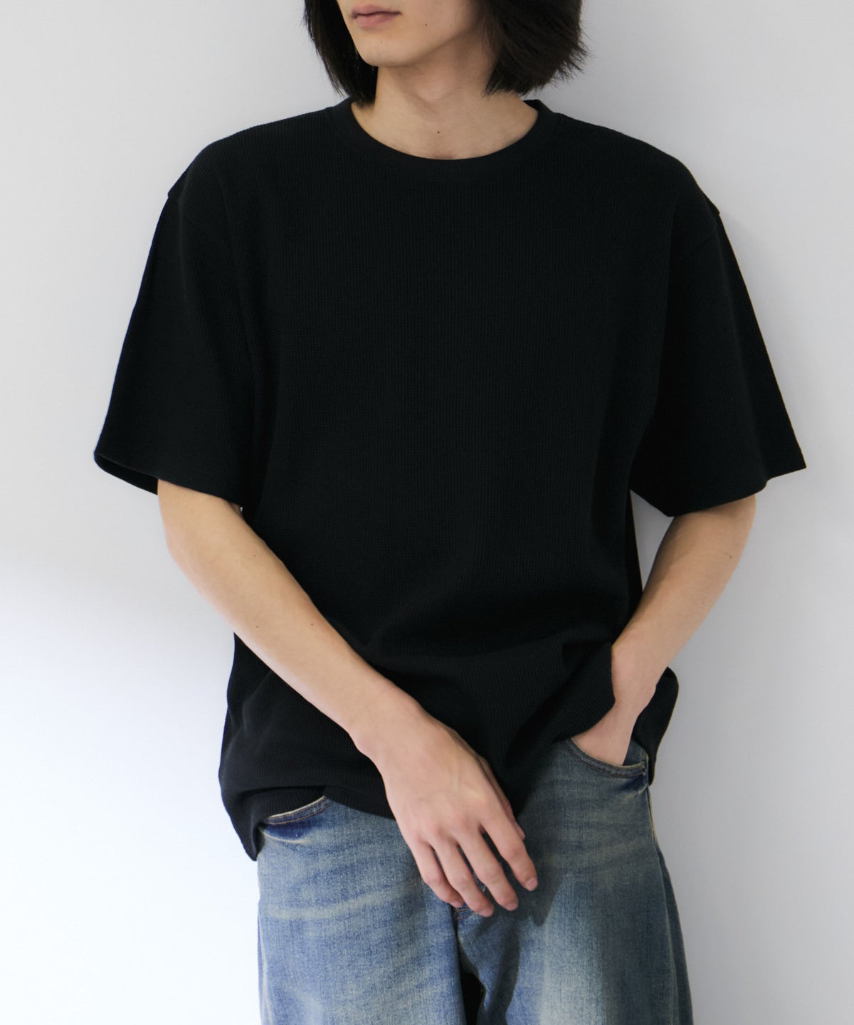 NAVY BCIコットン リラックスフィット ワッフル半袖Tシャツ メンズ メール便 対応商品