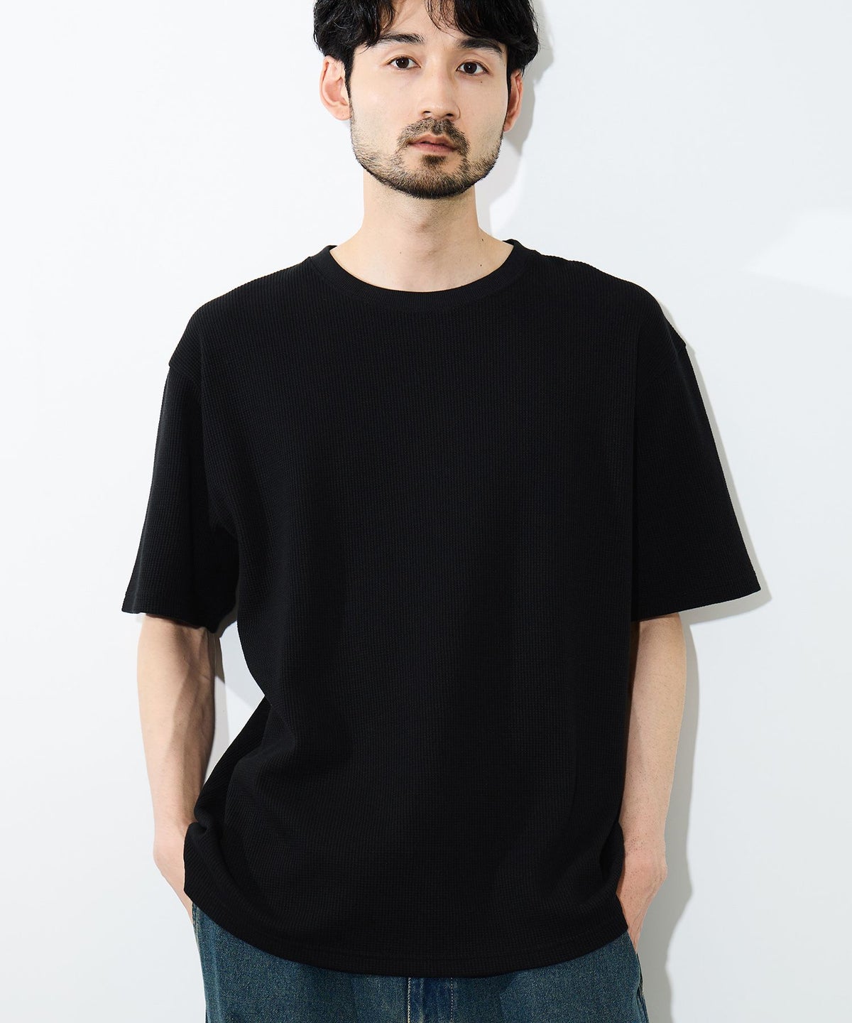 NAVY BCIコットン リラックスフィット ワッフル半袖Tシャツ メンズ メール便 対応商品