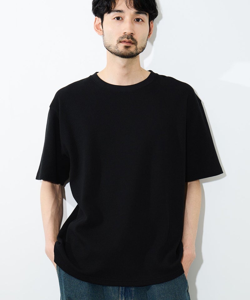 [期間限定価格]NAVY  BCIコットン リラックスフィット ワッフル半袖Tシャツ メンズ メール便 対応商品商品画像-1