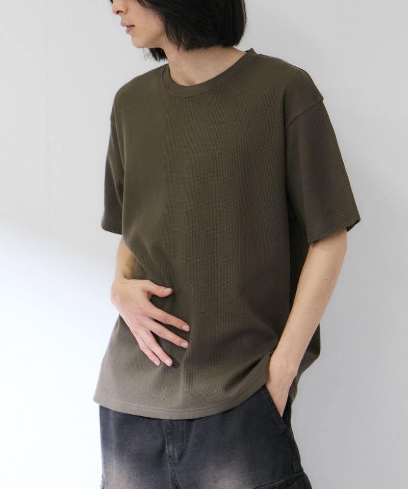 NAVY  BCIコットン リラックスフィット ワッフル半袖Tシャツ メンズ メール便 対応商品商品画像-4