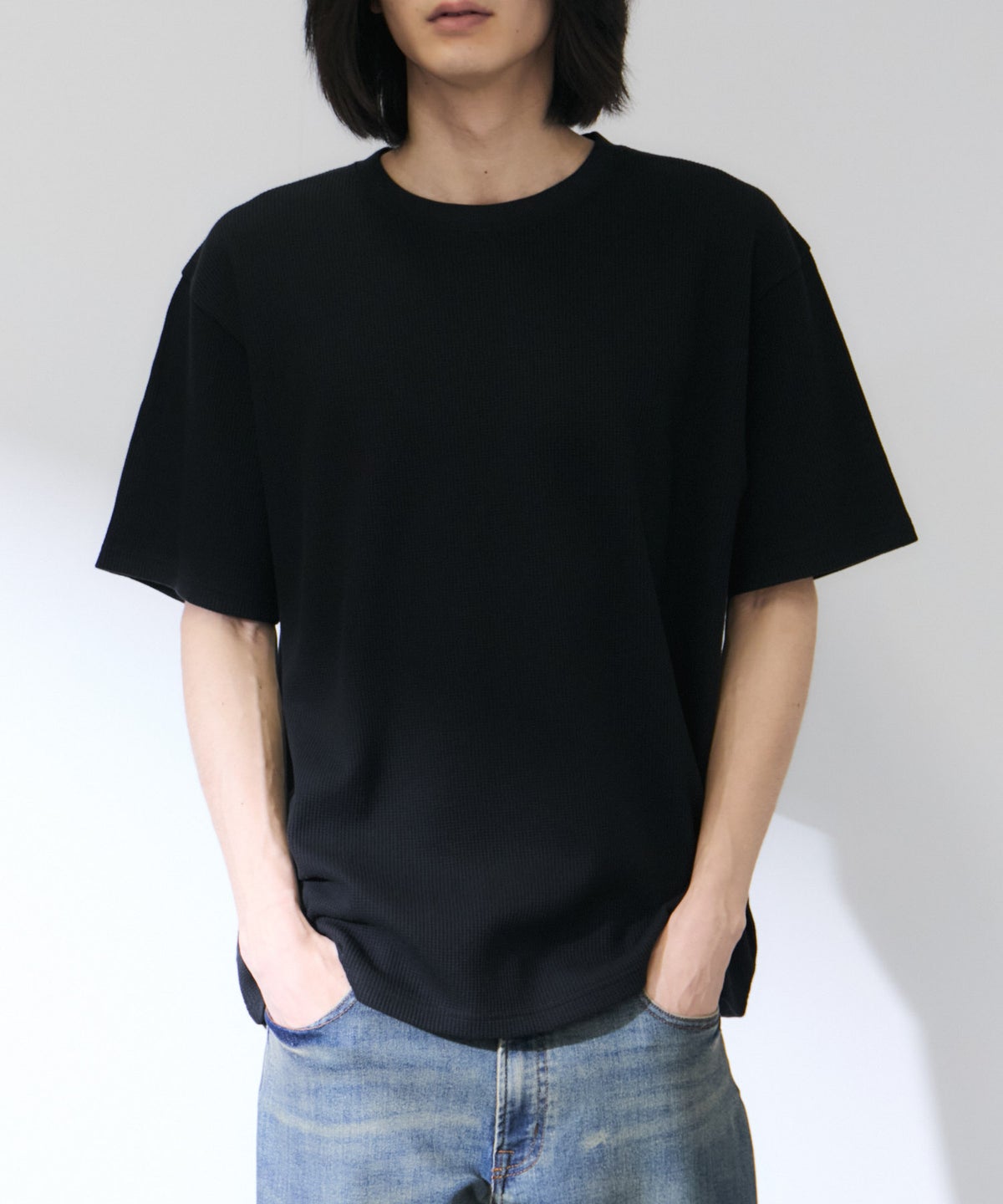 NAVY BCIコットン リラックスフィット ワッフル半袖Tシャツ メンズ メール便 対応商品