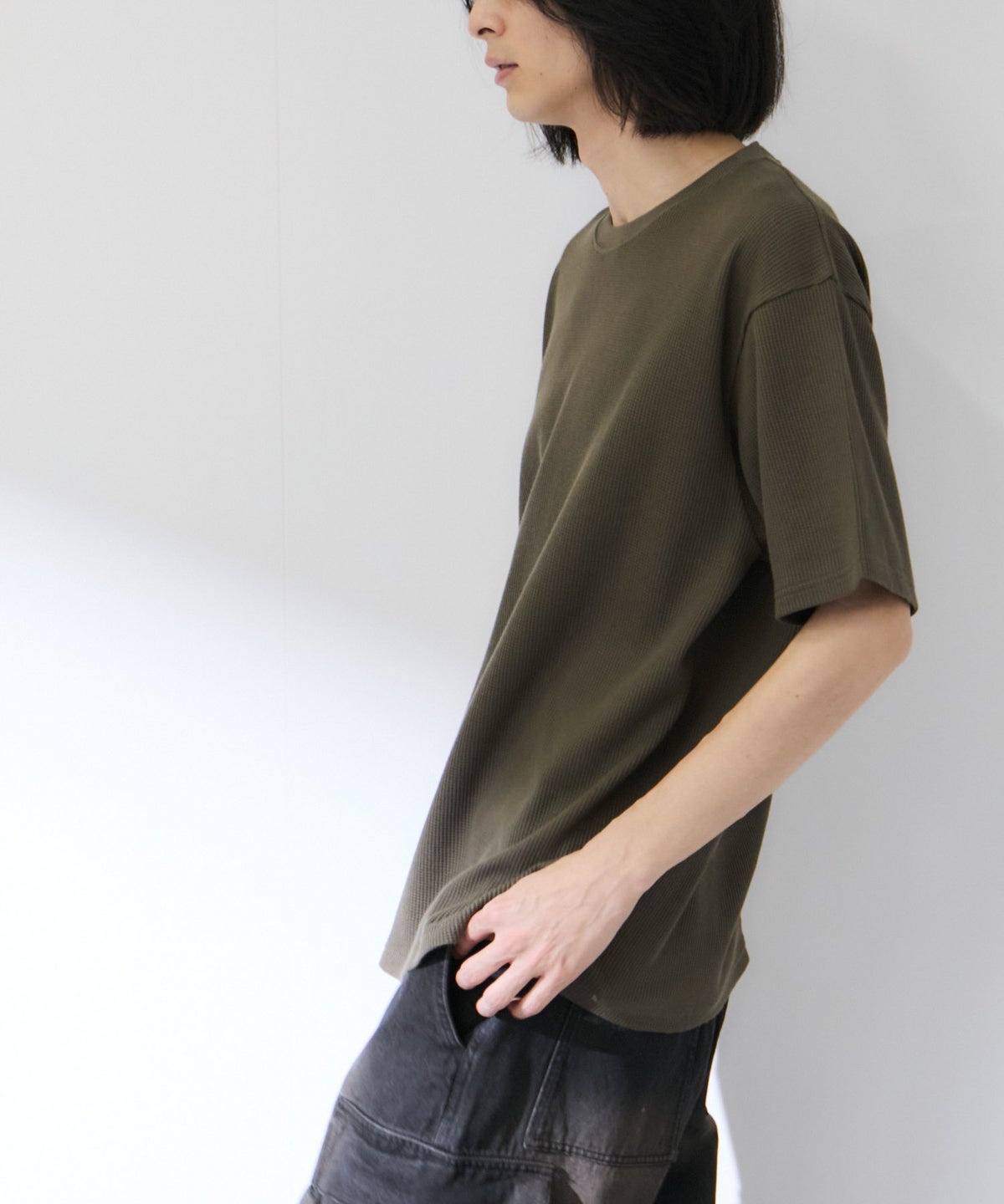 NAVY BCIコットン リラックスフィット ワッフル半袖Tシャツ メンズ メール便 対応商品