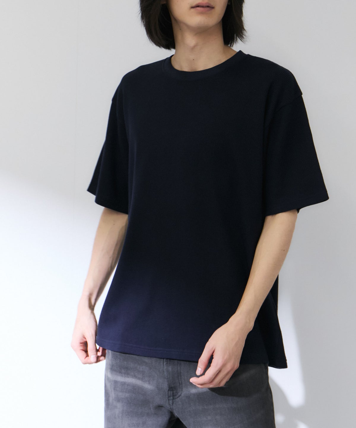 NAVY BCIコットン リラックスフィット ワッフル半袖Tシャツ メンズ メール便 対応商品