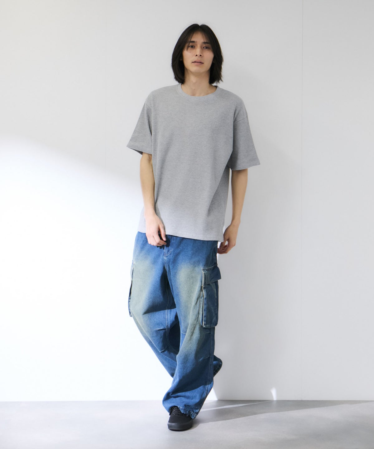 NAVY BCIコットン リラックスフィット ワッフル半袖Tシャツ メンズ メール便 対応商品