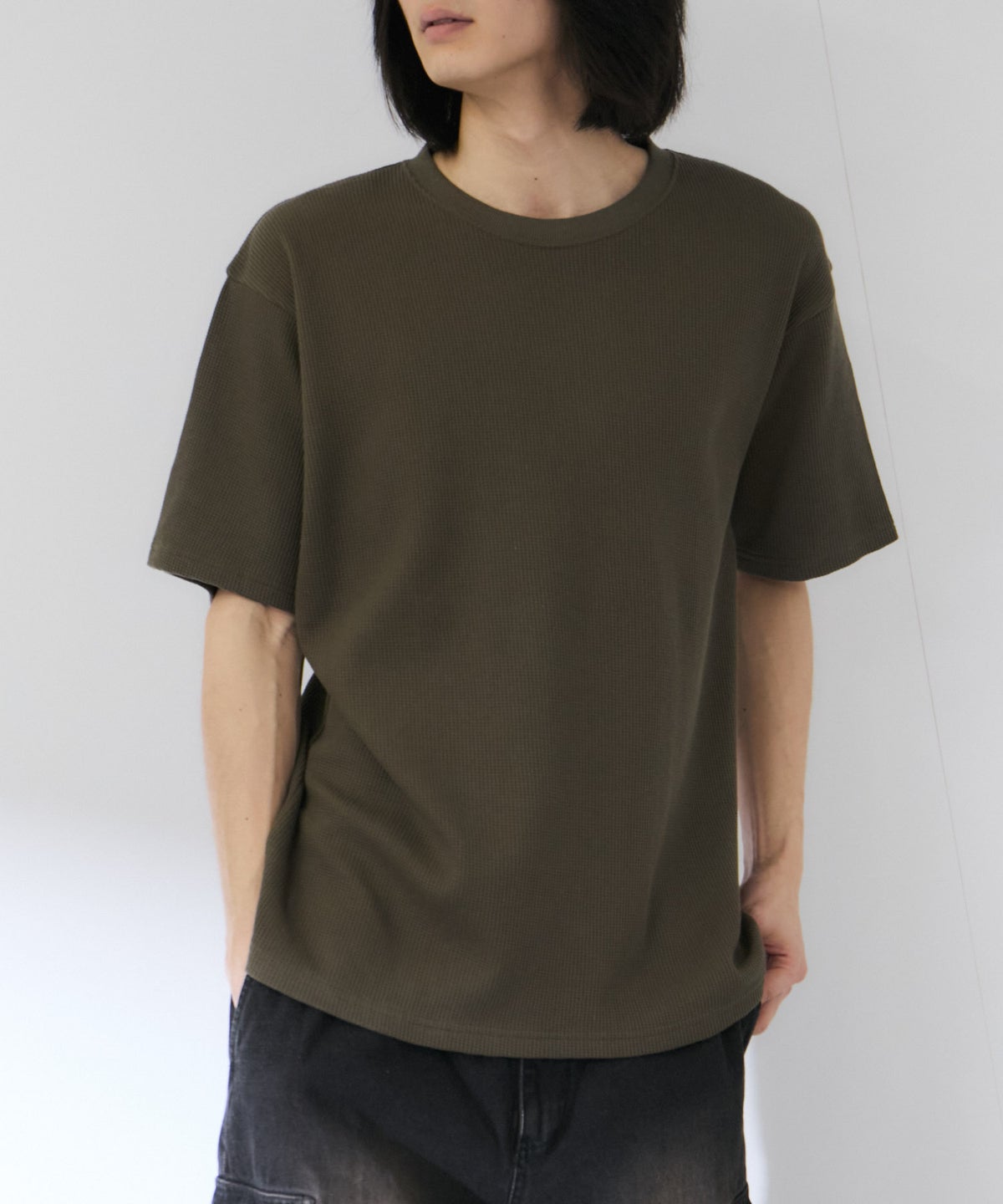 NAVY BCIコットン リラックスフィット ワッフル半袖Tシャツ メンズ メール便 対応商品