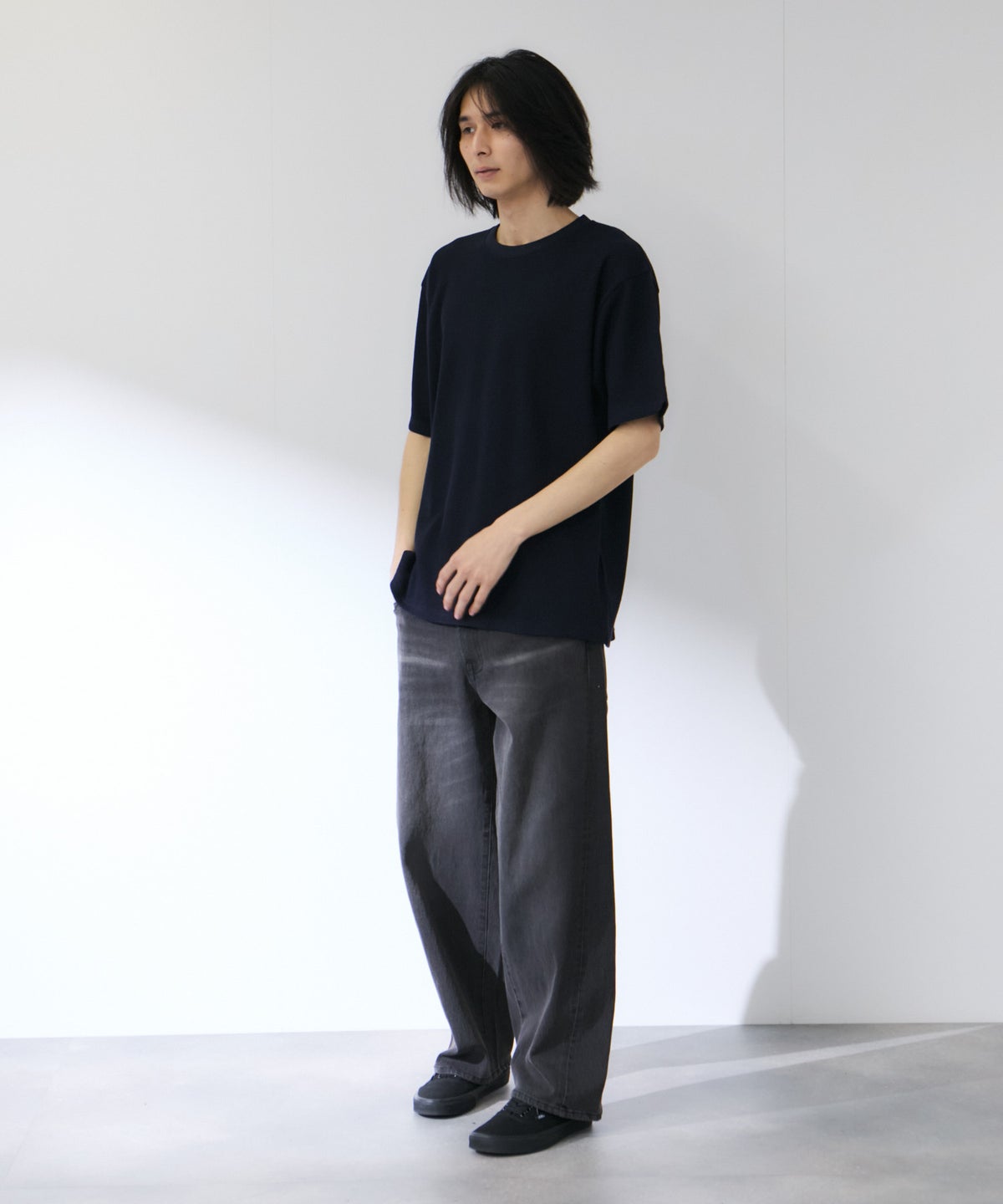 NAVY BCIコットン リラックスフィット ワッフル半袖Tシャツ メンズ メール便 対応商品