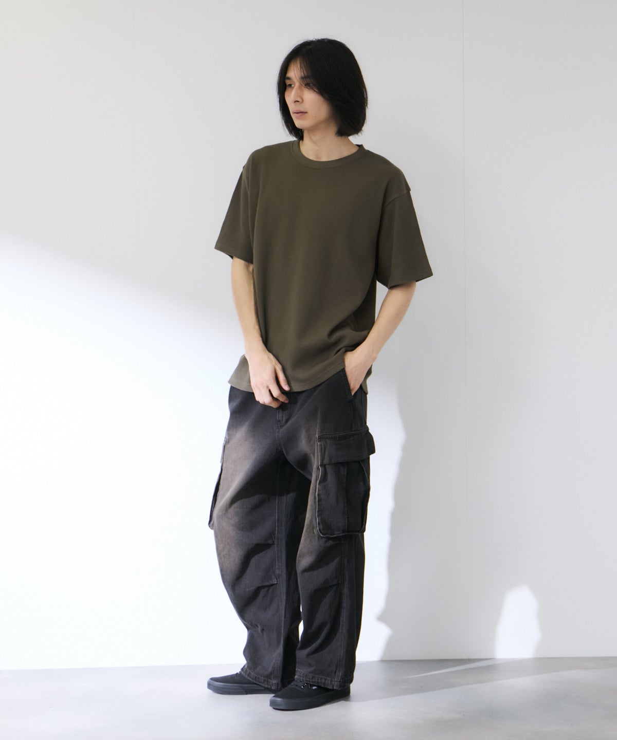 NAVY BCIコットン リラックスフィット ワッフル半袖Tシャツ メンズ メール便 対応商品