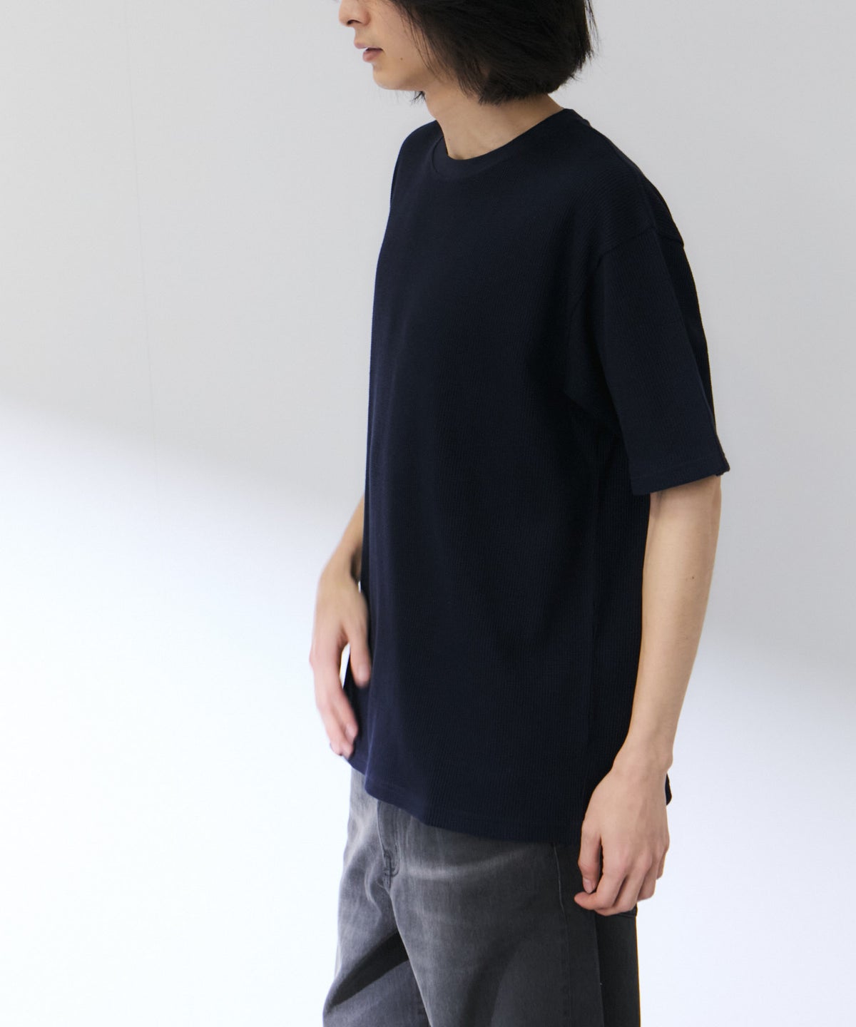 NAVY BCIコットン リラックスフィット ワッフル半袖Tシャツ メンズ メール便 対応商品
