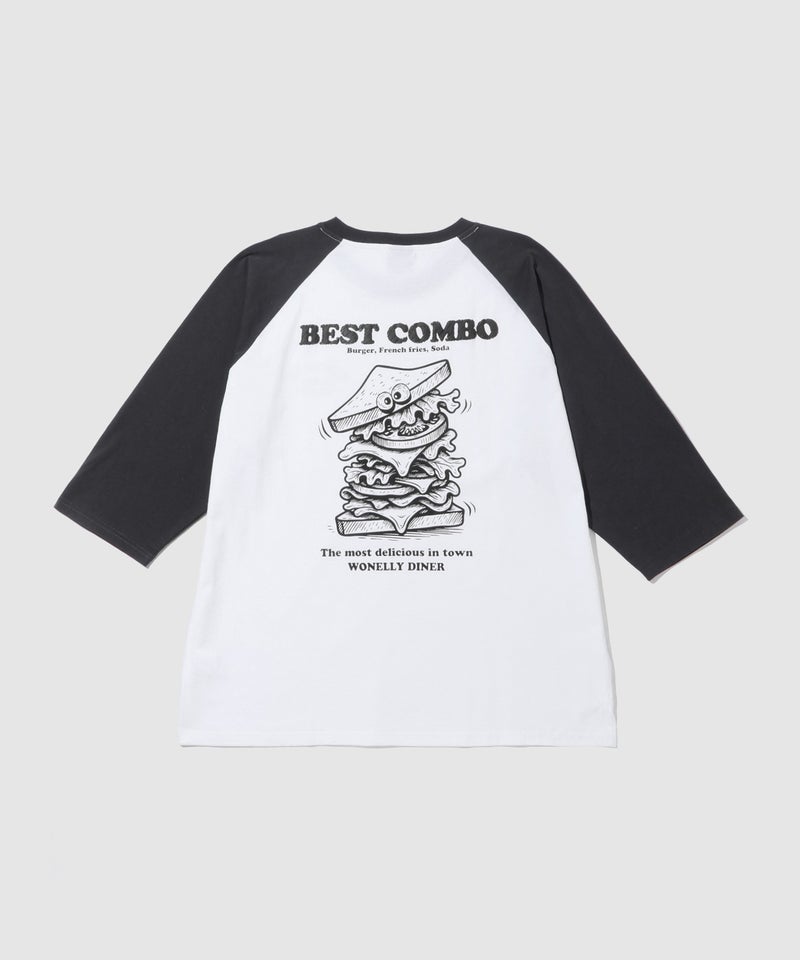 NAVY フードプリント7分袖ラグランTシャツ メンズ商品画像-2