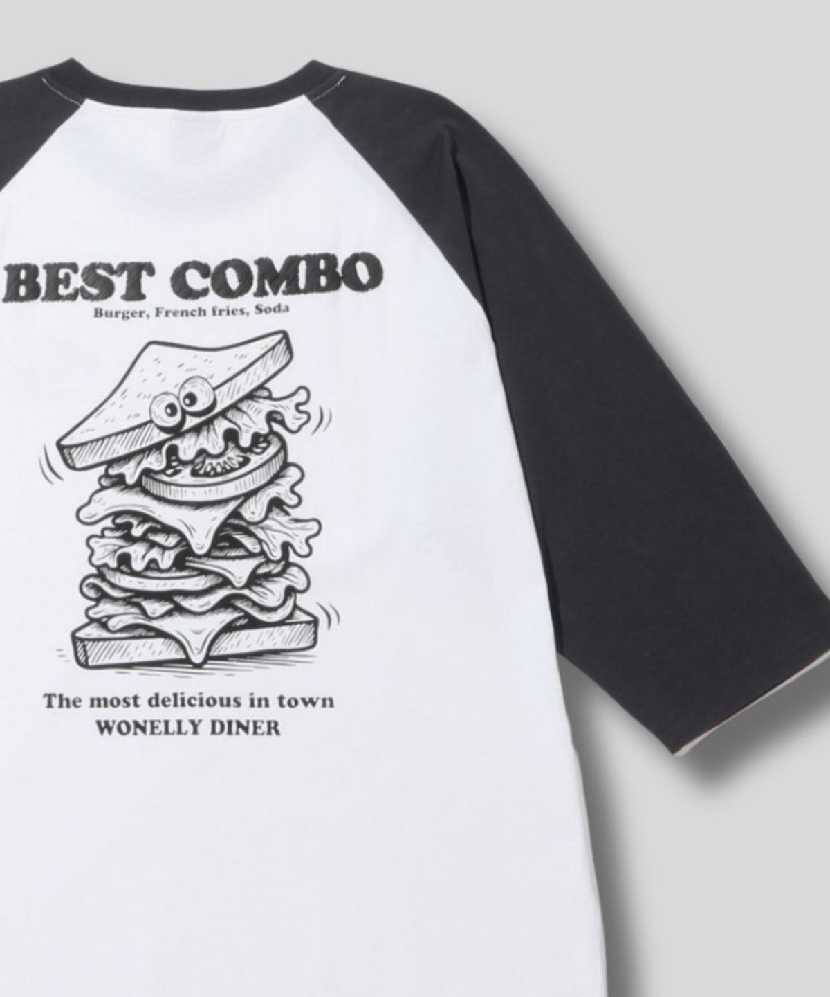 NAVY フードプリント7分袖ラグランTシャツ メンズ