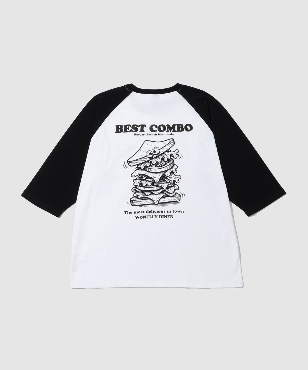 NAVY フードプリント7分袖ラグランTシャツ メンズ