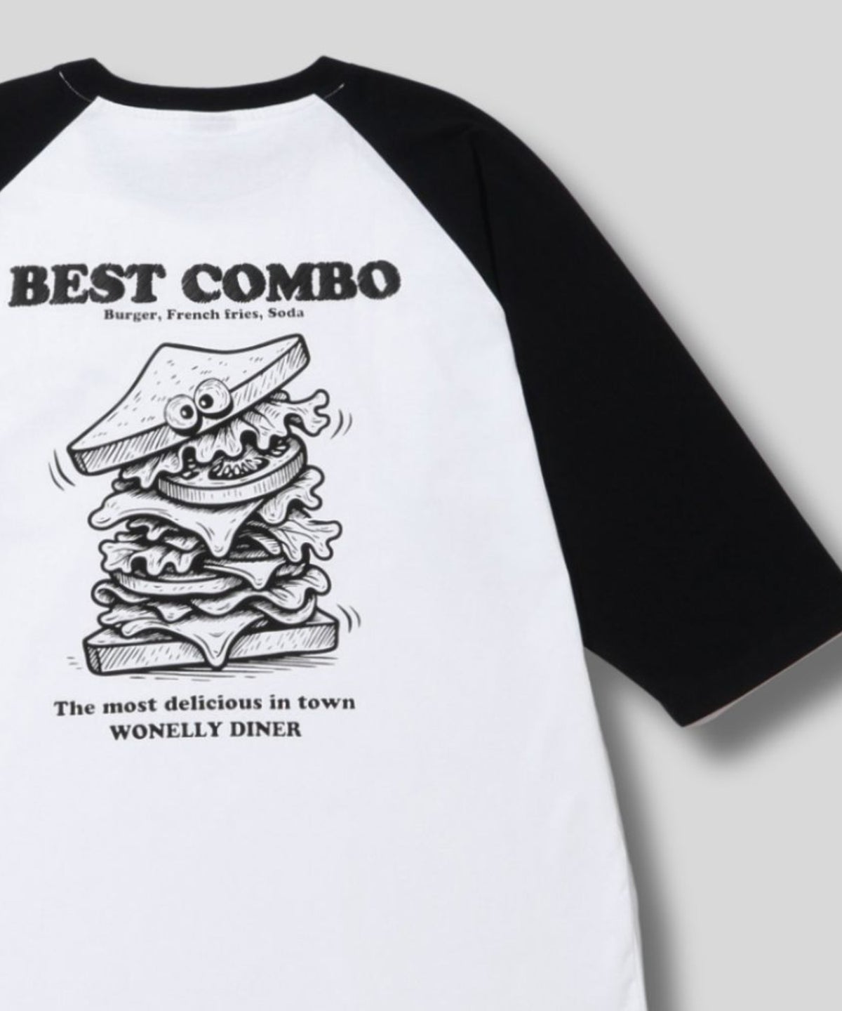 NAVY フードプリント7分袖ラグランTシャツ メンズ