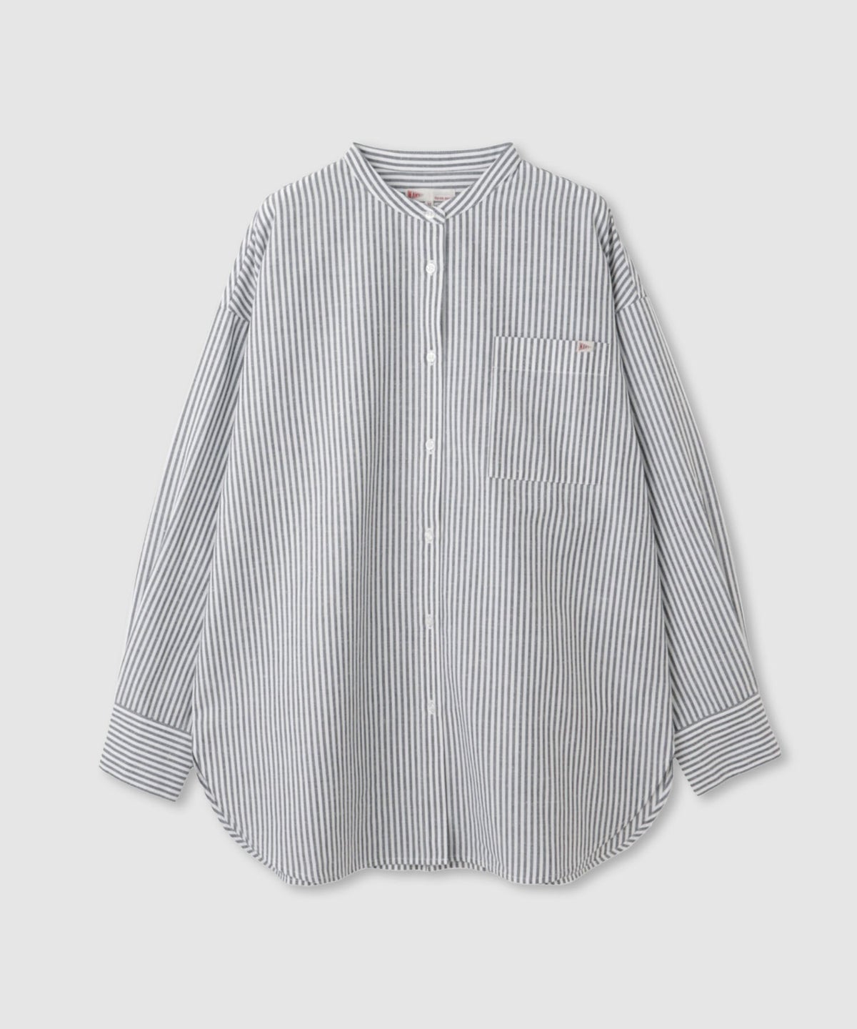 NAVY リネンブレンド バンドカラールーズシャツ レディース