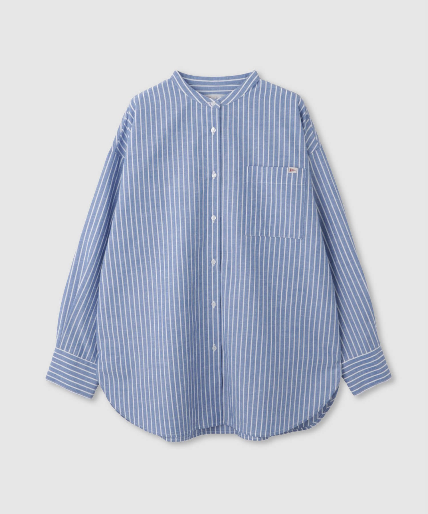 NAVY リネンブレンド バンドカラールーズシャツ レディース