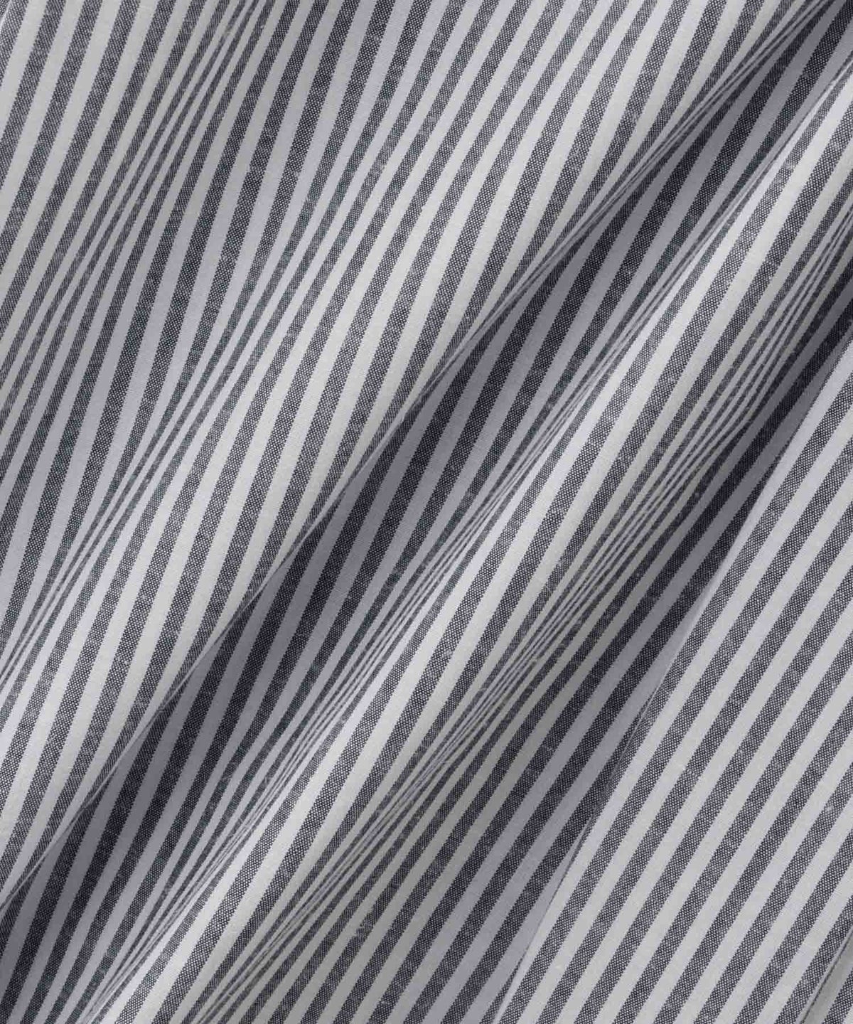 NAVY リネンブレンド バンドカラールーズシャツ レディース