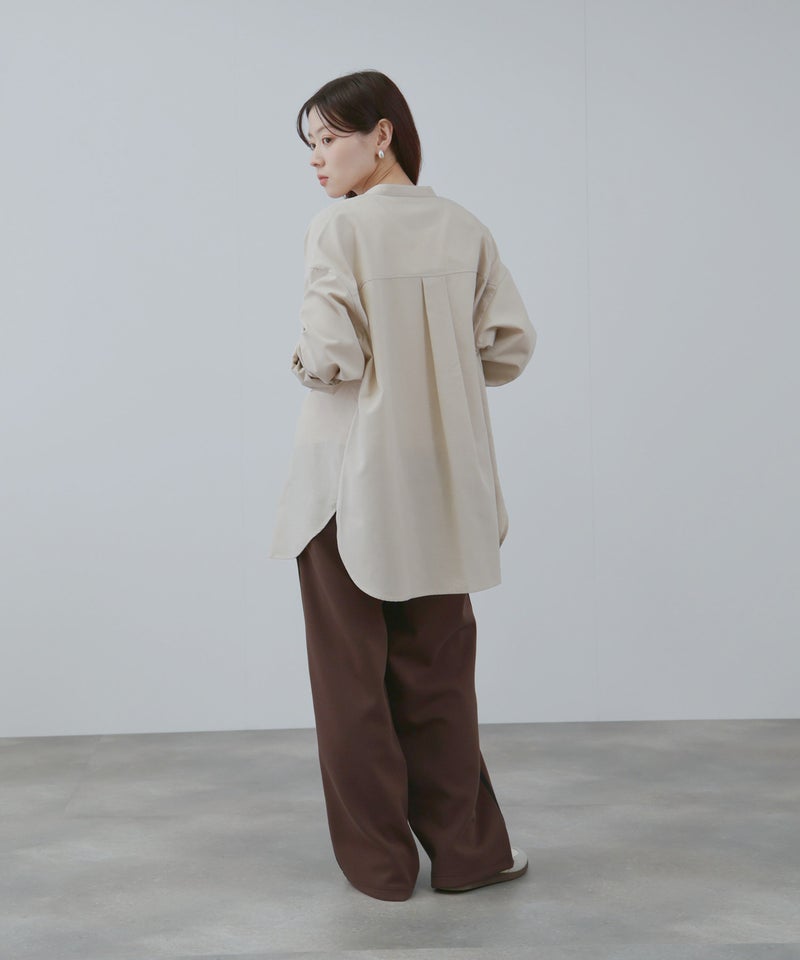 NAVY リネンブレンド バンドカラールーズシャツ レディース商品画像-11