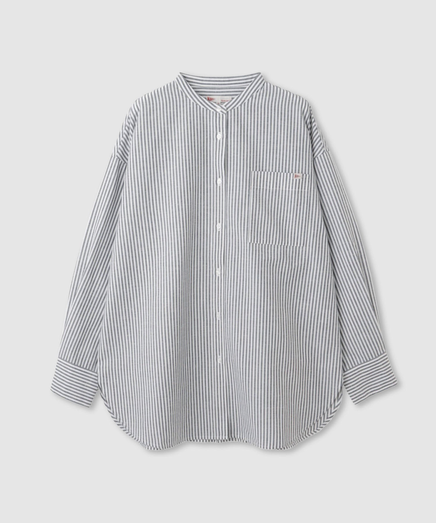 NAVY リネンブレンド バンドカラールーズシャツ レディース