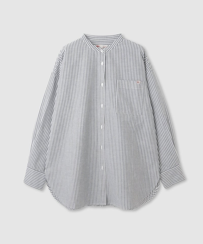 NAVY リネンブレンド バンドカラールーズシャツ レディース商品画像-12