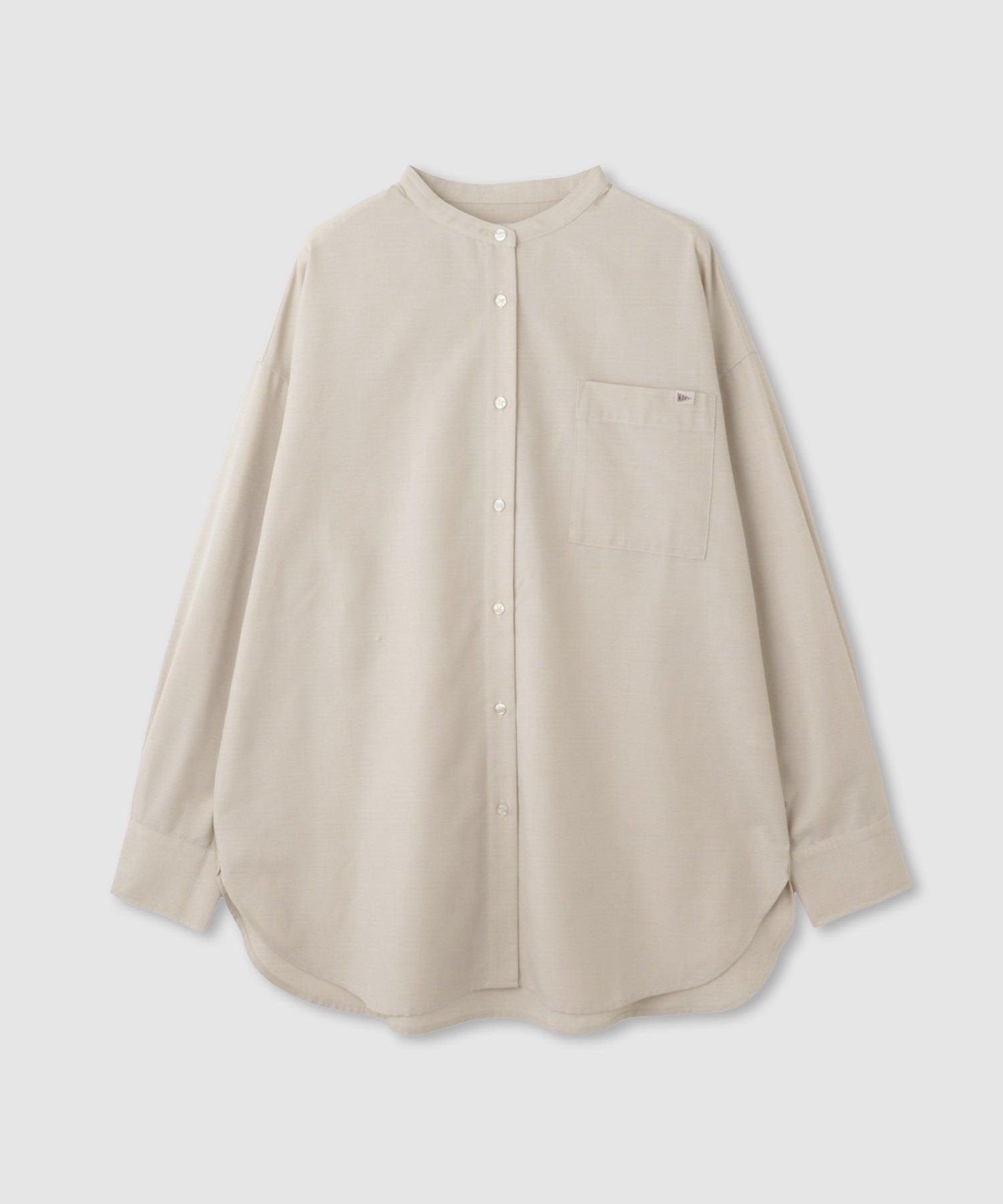 NAVY リネンブレンド バンドカラールーズシャツ レディース