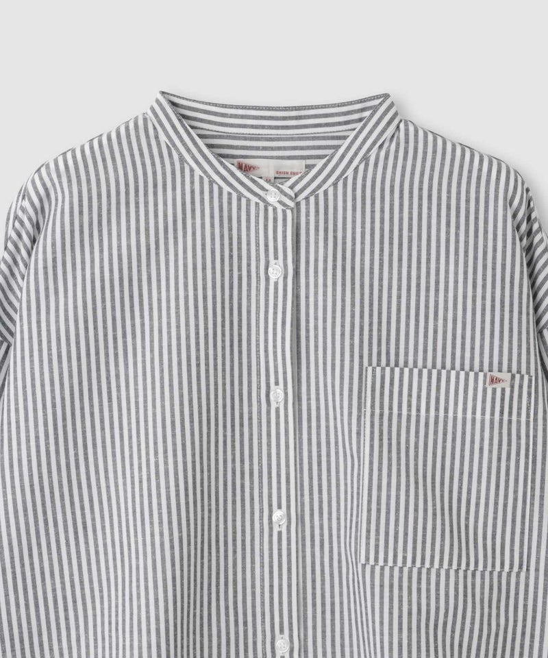 NAVY リネンブレンド バンドカラールーズシャツ レディース商品画像-16