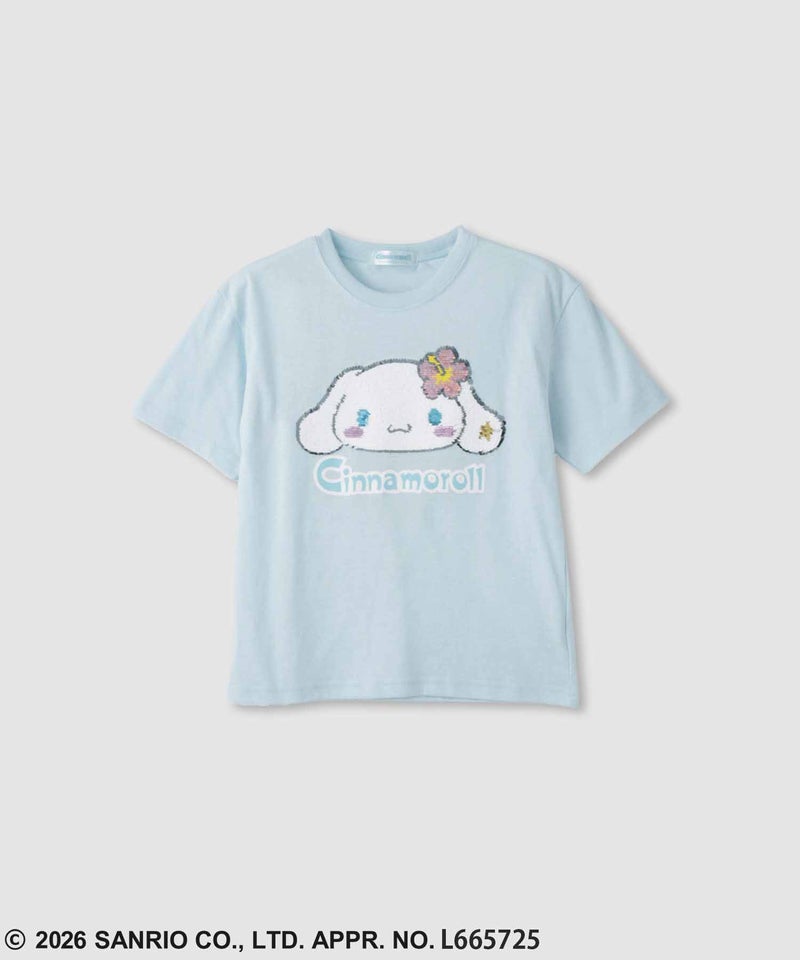 サンリオキャラクターズ シナモロール スパンコールTシャツ キッズ メール便 対応商品商品画像-1