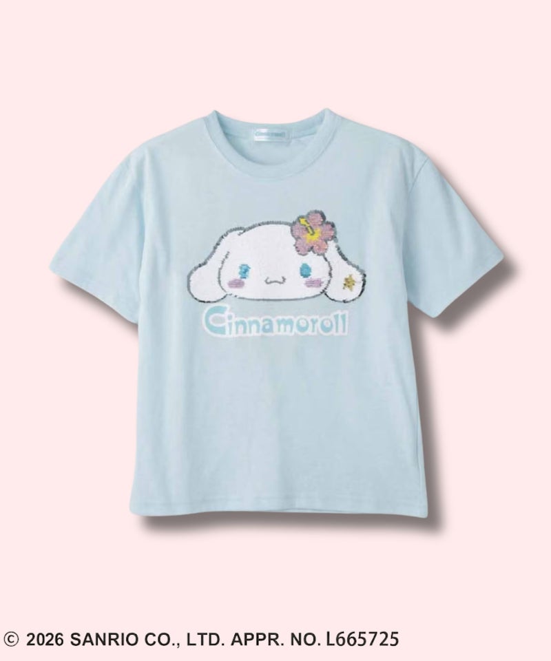 サンリオキャラクターズ シナモロール スパンコールTシャツ キッズ メール便 対応商品商品画像-1