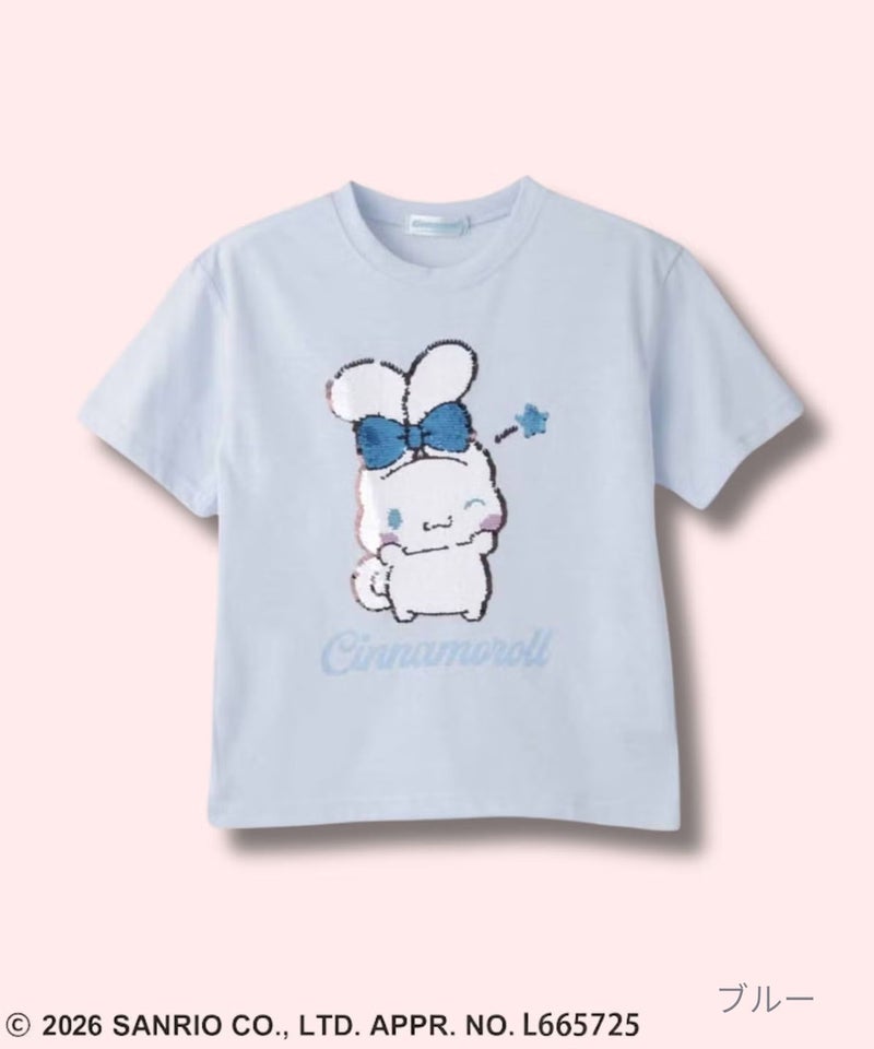 サンリオキャラクターズ シナモロール スパンコールTシャツ キッズ メール便 対応商品商品画像-2