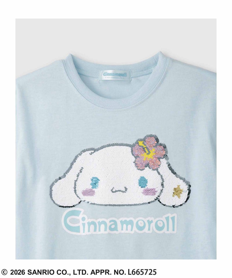 サンリオキャラクターズ シナモロール スパンコールTシャツ キッズ メール便 対応商品商品画像-4