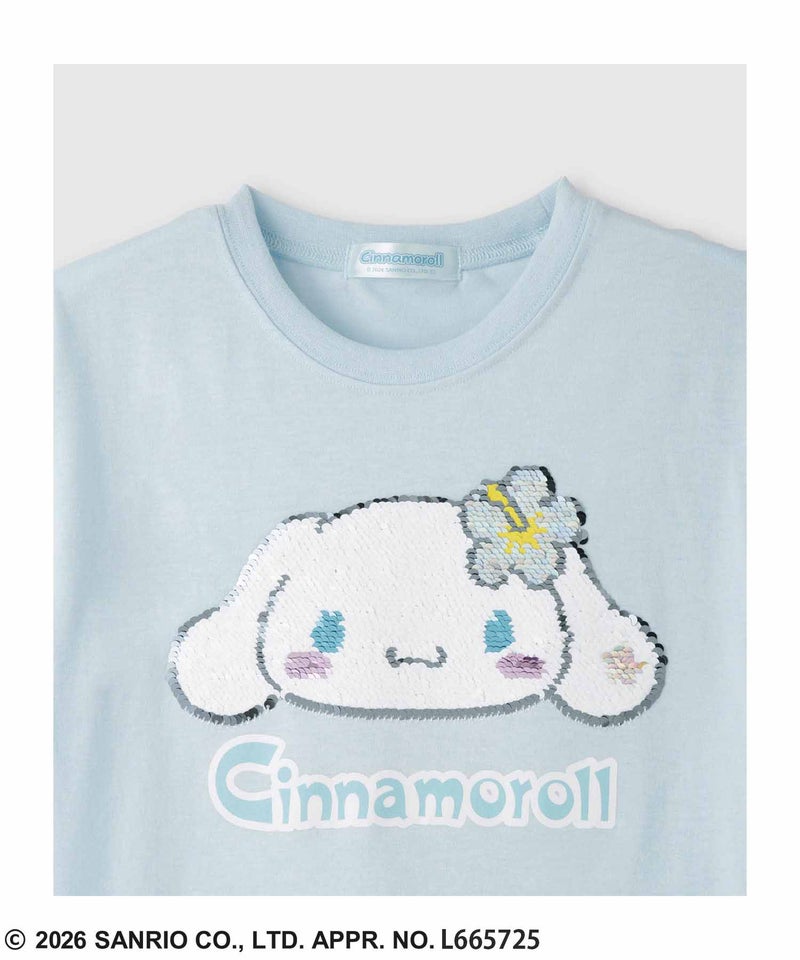 サンリオキャラクターズ シナモロール スパンコールTシャツ キッズ メール便 対応商品商品画像-5