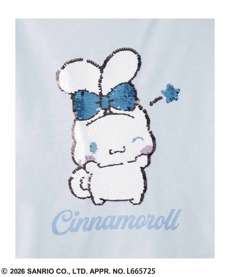 サンリオキャラクターズ シナモロール スパンコールTシャツ キッズ メール便 対応商品商品画像-7
