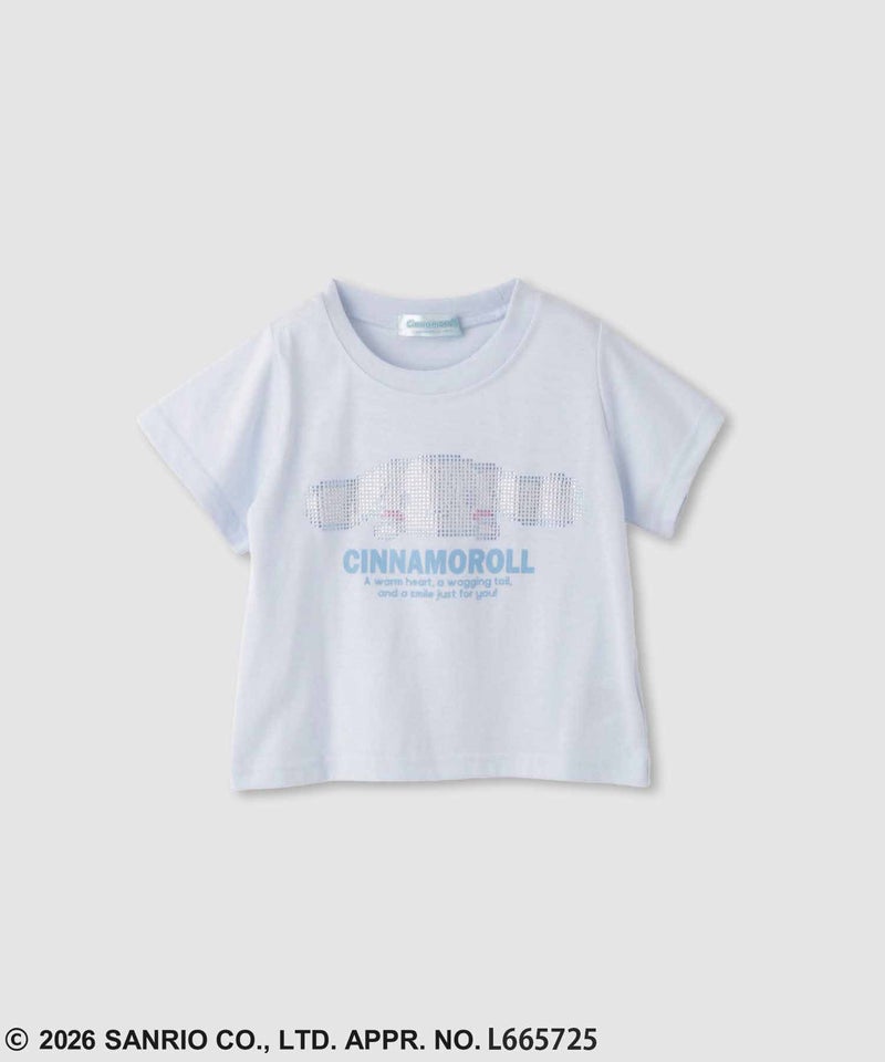 サンリオキャラクターズ シナモロール キラキラクロップド丈Tシャツ キッズ メール便 対応商品商品画像-1
