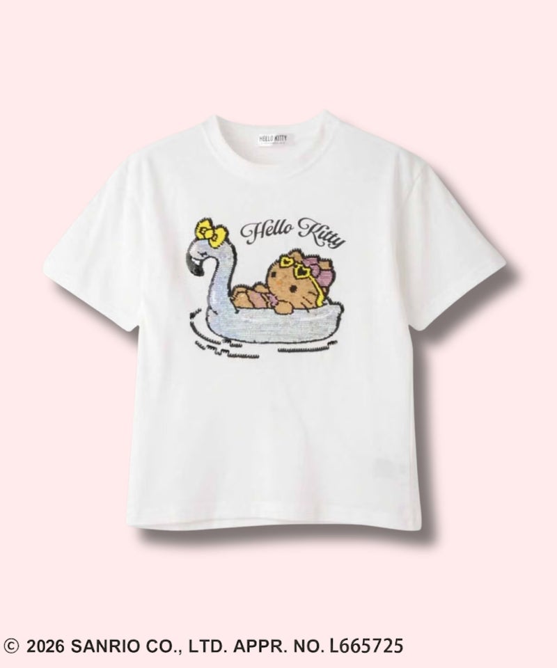 サンリオキャラクターズ ハローキティ スパンコールTシャツ キッズ メール便 対応商品商品画像-1