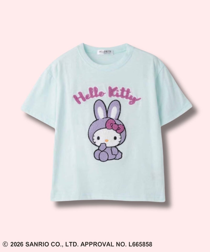サンリオキャラクターズ ハローキティ サガラ刺繍Tシャツ キッズ メール便 対応商品商品画像-1
