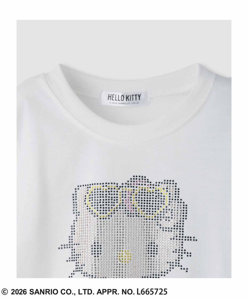 サンリオキャラクターズ ハローキティ キラキラクロップド丈Tシャツ キッズ メール便 対応商品商品画像-3