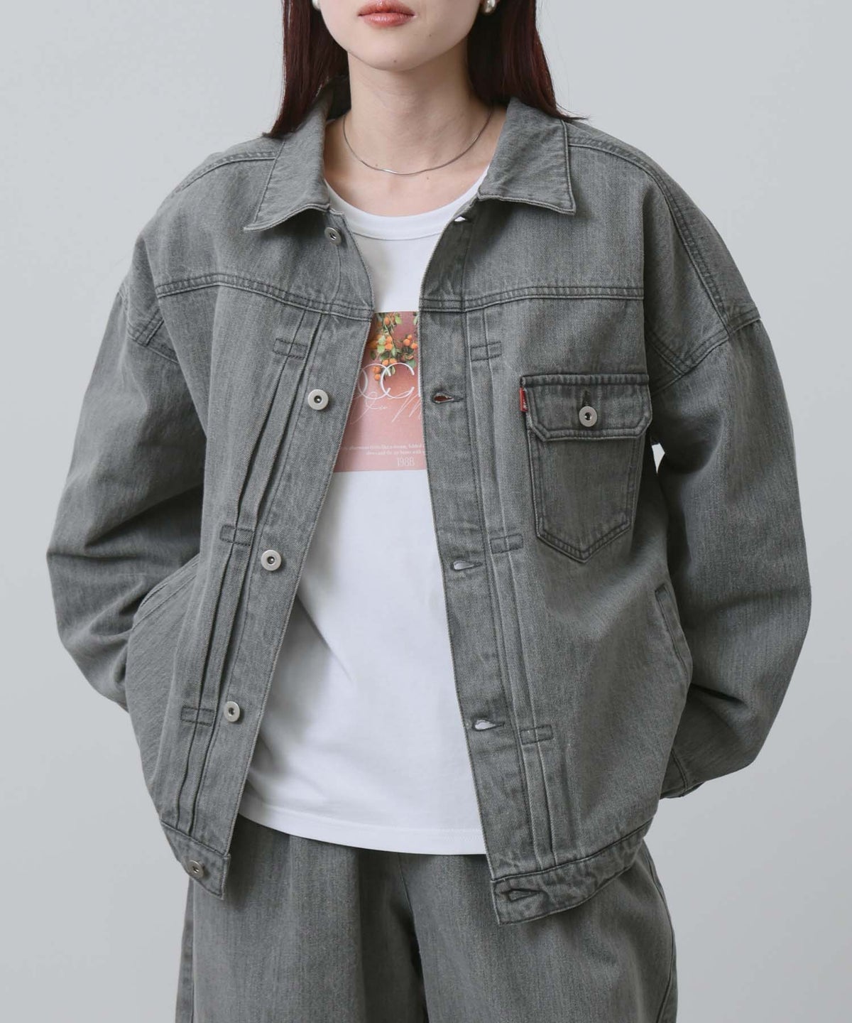 NAVY 11ozコットンデニム ビッグシルエットジャケット レディース