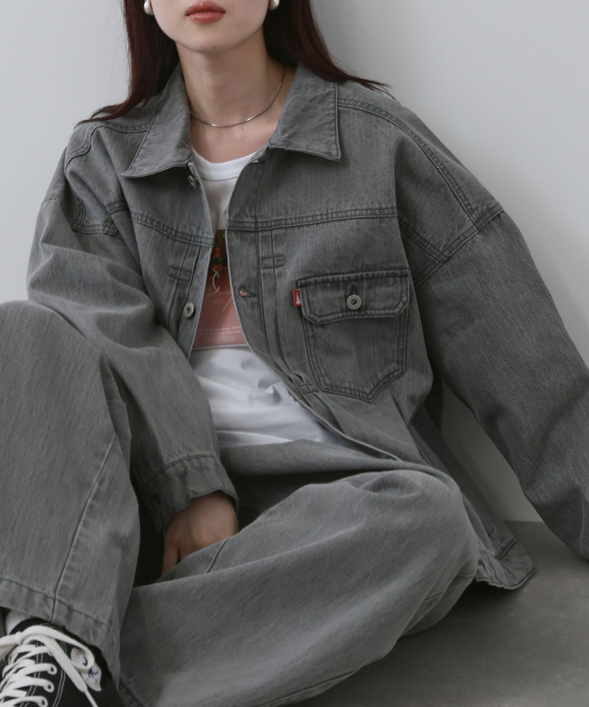 NAVY 11ozコットンデニム ビッグシルエットジャケット レディース