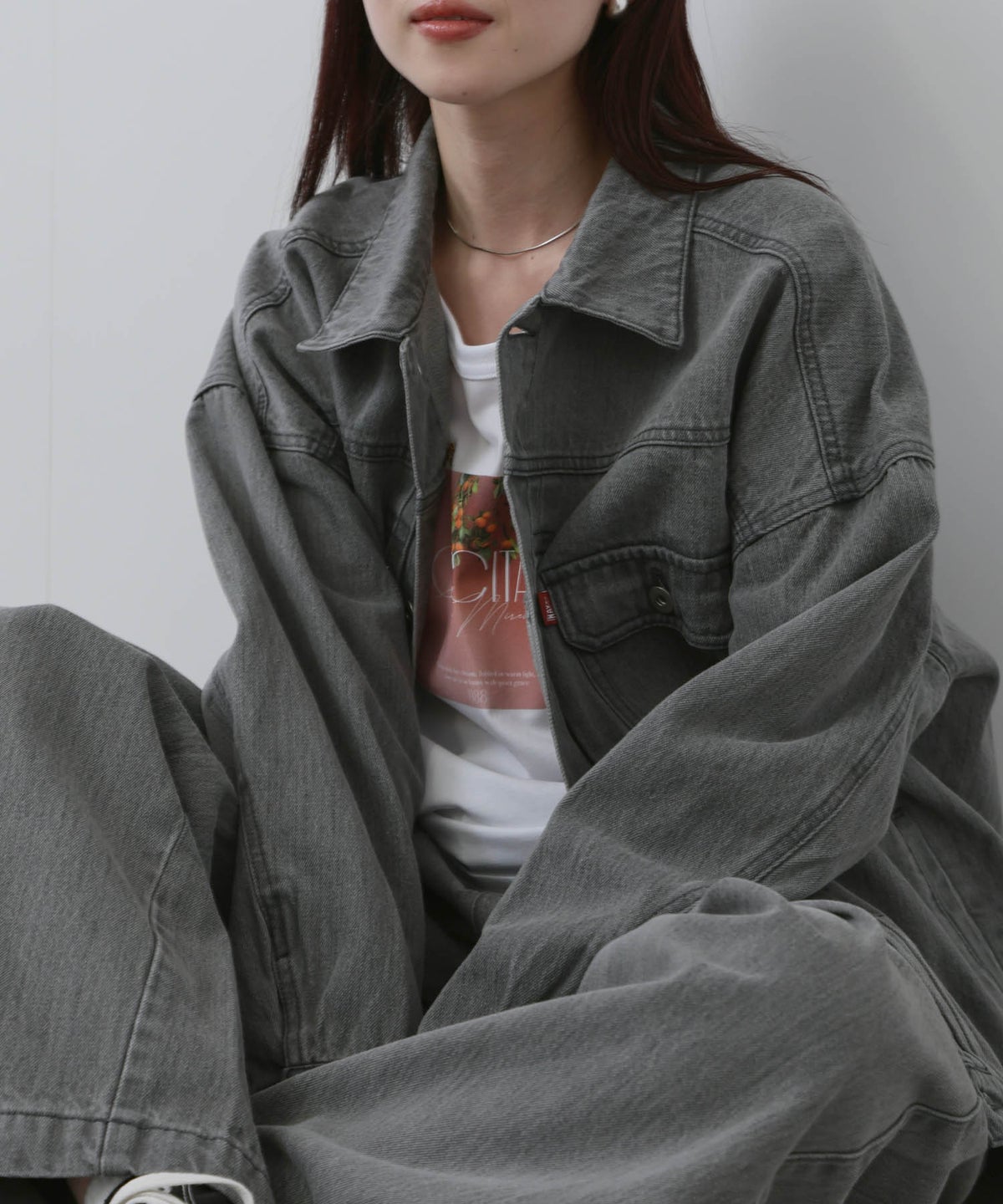 NAVY 11ozコットンデニム ビッグシルエットジャケット レディース