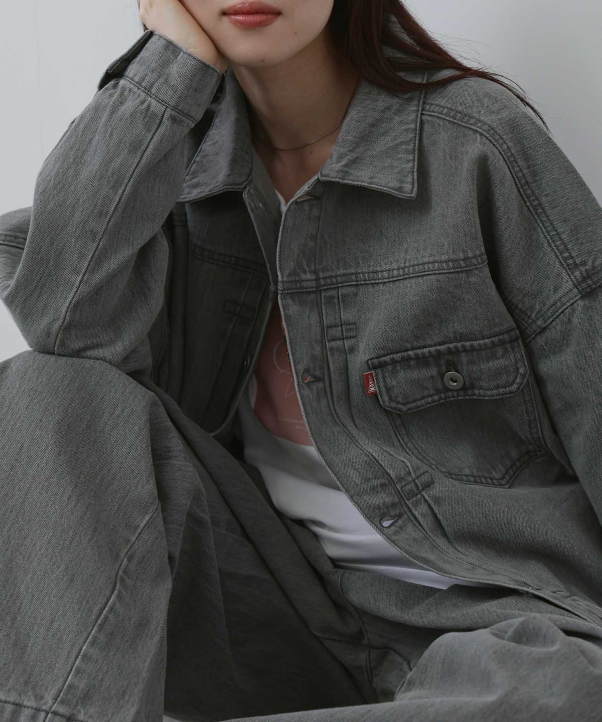 NAVY 11ozコットンデニム ビッグシルエットジャケット レディース