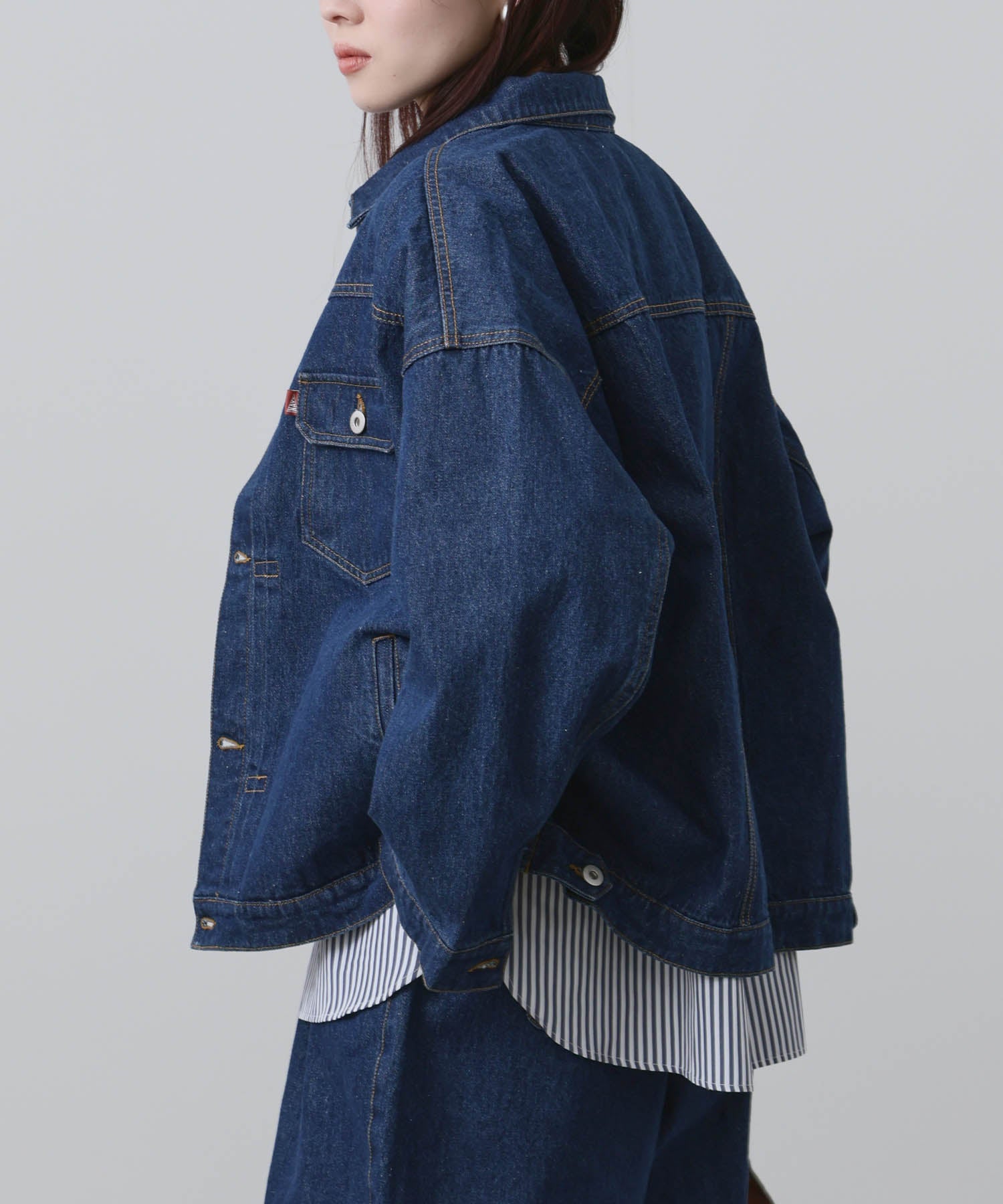 NAVY 11ozコットンデニム ビッグシルエットジャケット レディース