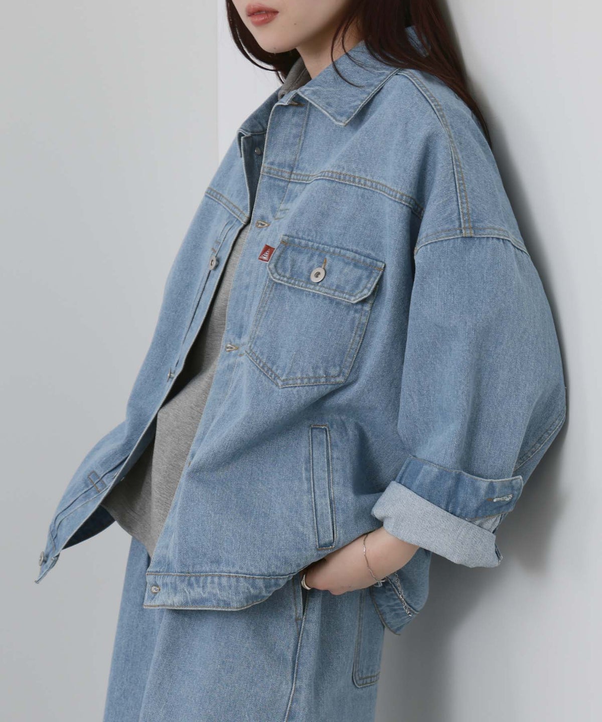 NAVY 11ozコットンデニム ビッグシルエットジャケット レディース