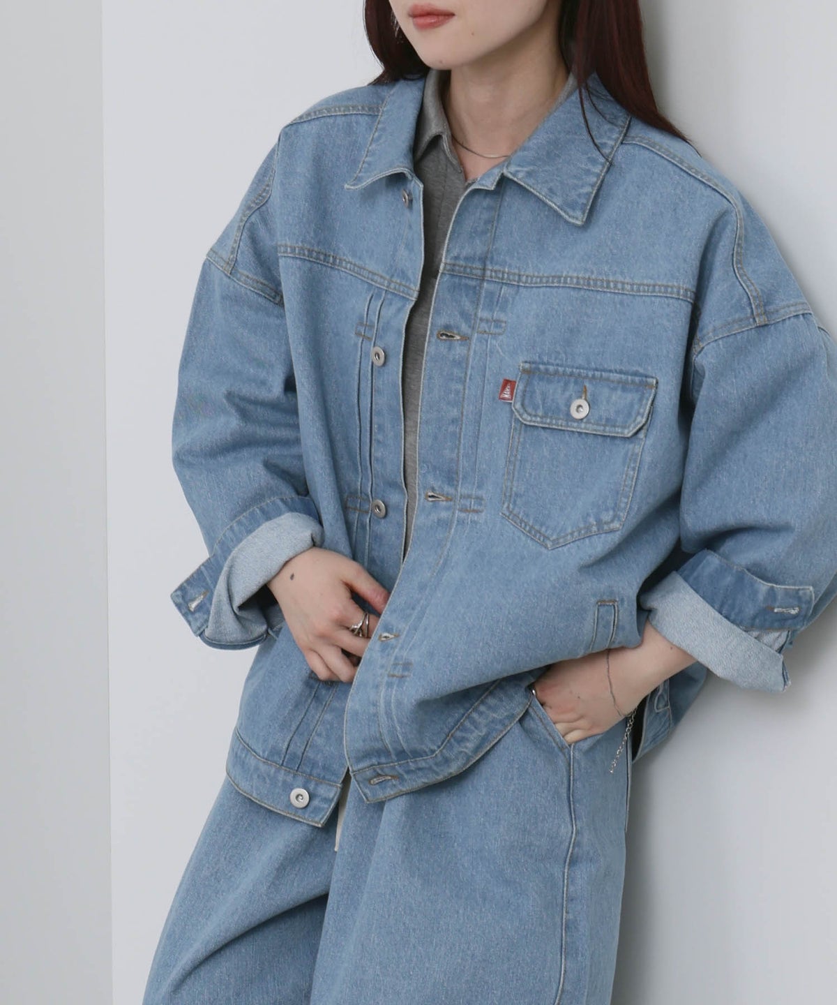 NAVY 11ozコットンデニム ビッグシルエットジャケット レディース