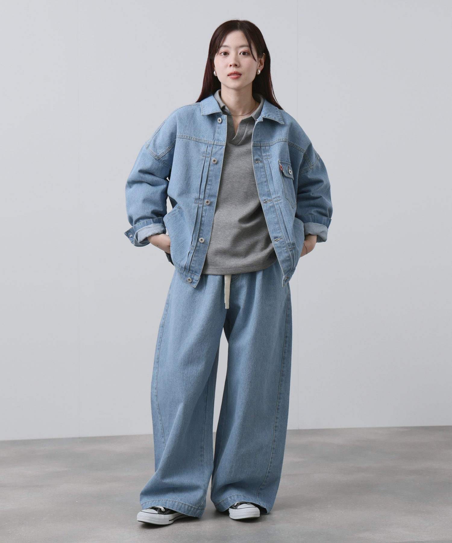 NAVY 11ozコットンデニム ビッグシルエットジャケット レディース