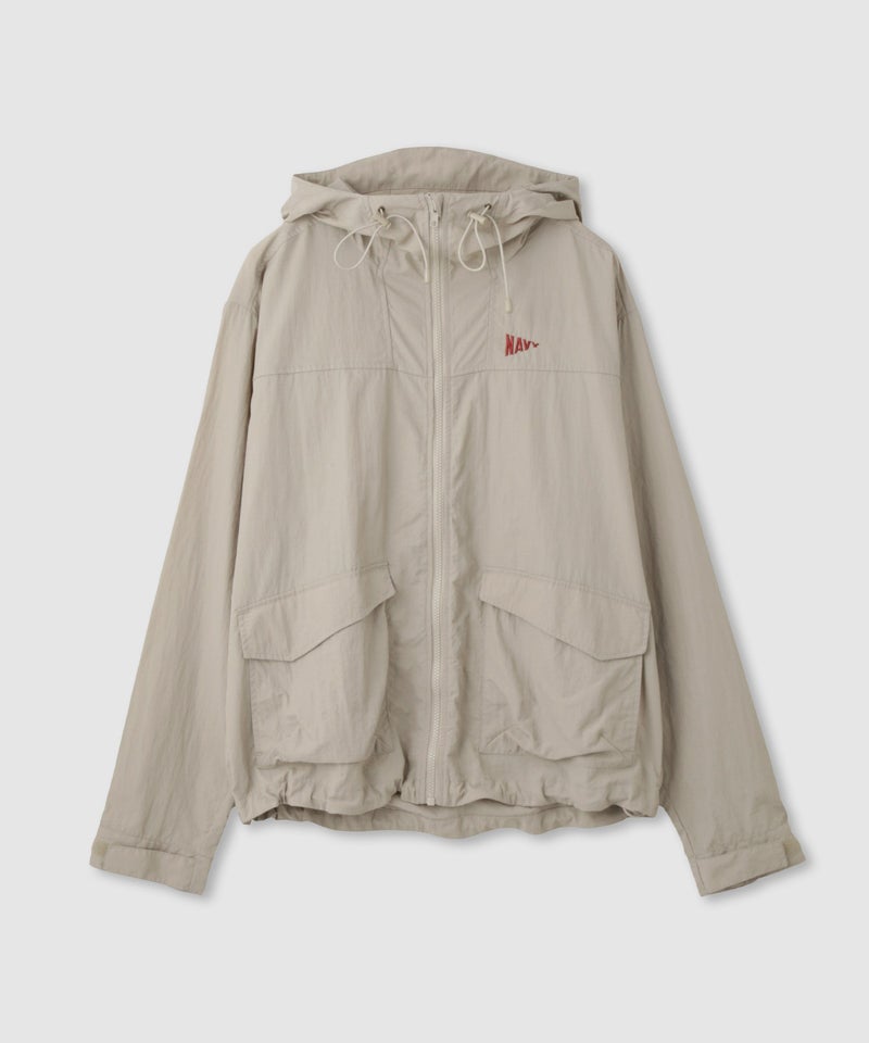 NAVY ワンポイント刺繍 ナイロン ビッグシルエット ZIPフーディブルゾン レディース商品画像-17