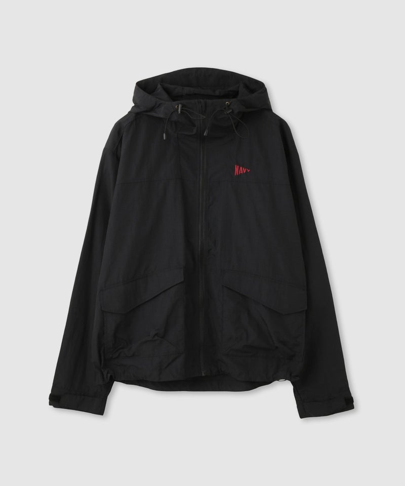 NAVY  ワンポイント刺繍 ナイロン ビッグシルエット ZIPフーディブルゾン レディース商品画像-18