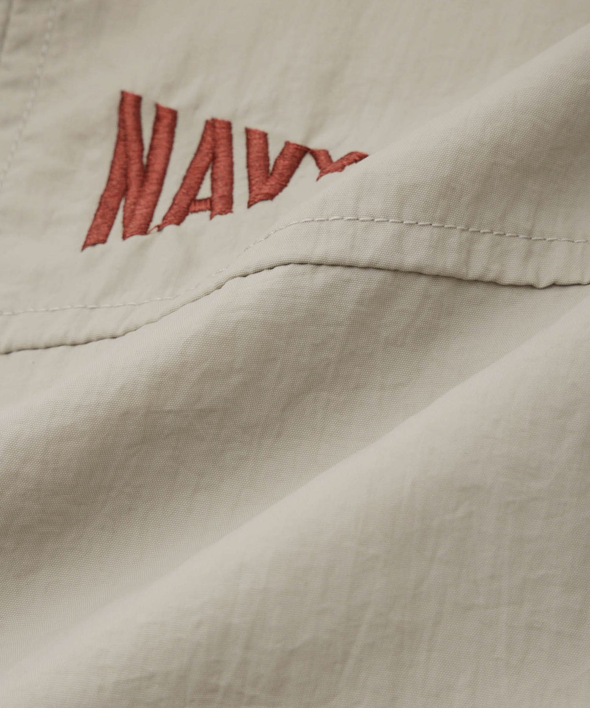 NAVY ワンポイント刺繍 ナイロン ビッグシルエット ZIPフーディブルゾン レディース