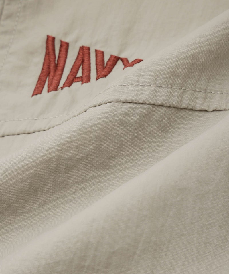 NAVY ワンポイント刺繍 ナイロン ビッグシルエット ZIPフーディブルゾン レディース商品画像-24