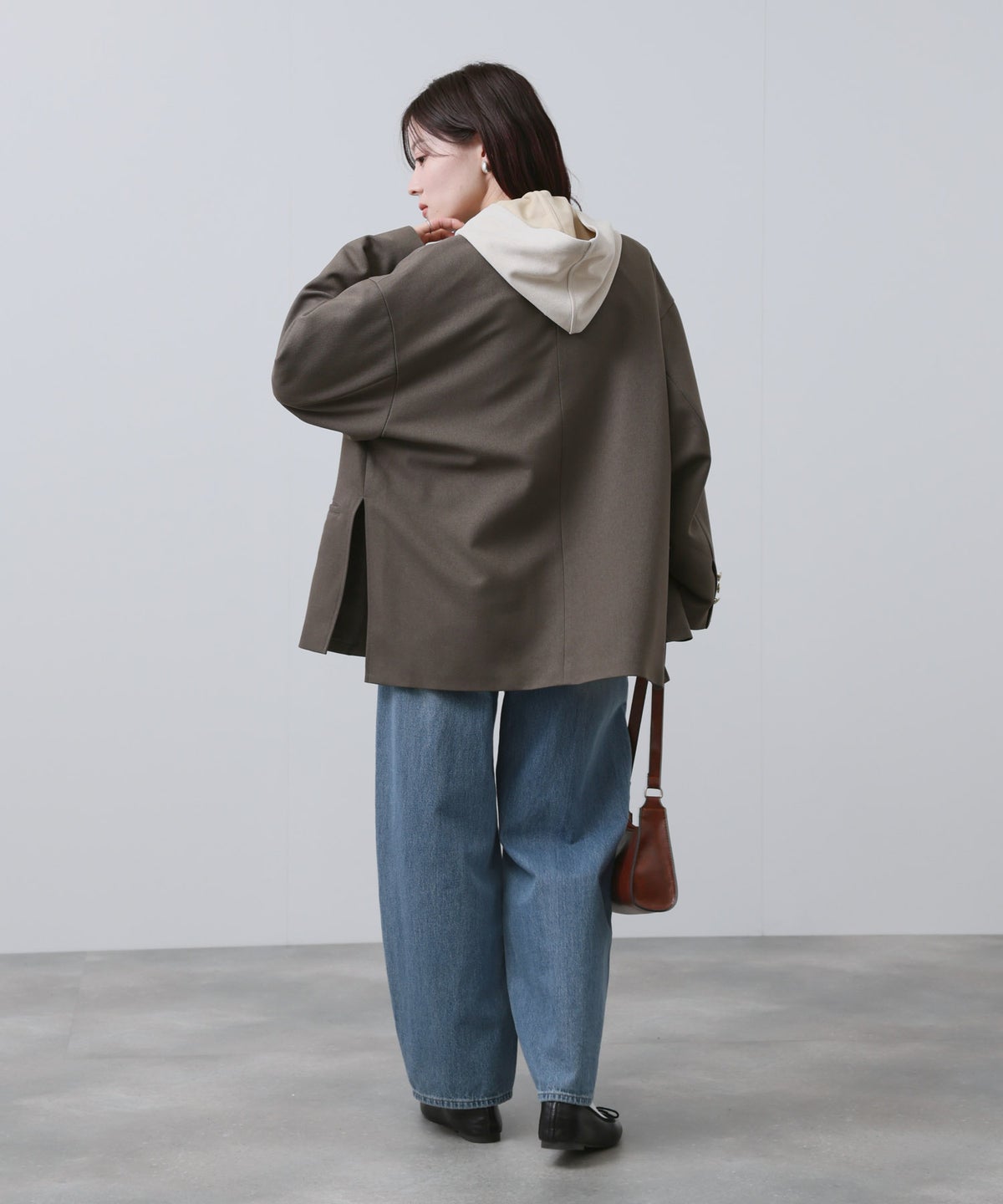 NAVY ビッグシルエット テーラード ダブルジャケット レディース