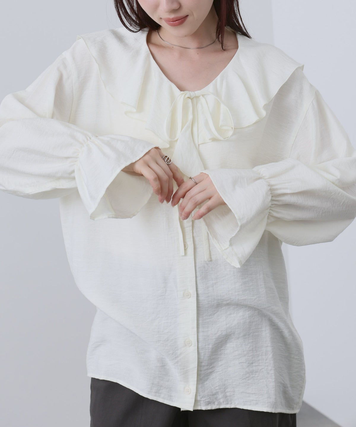 NAVY フリルブラウス レディース